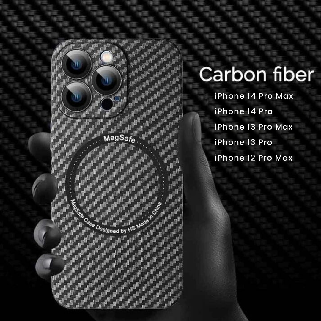 iPhone Carbon Fiber MagSafe Supported Case With Camera Protector