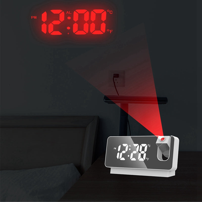 LED Digital Projection Alarm Clock Electronic Alarm Clock white ⏰