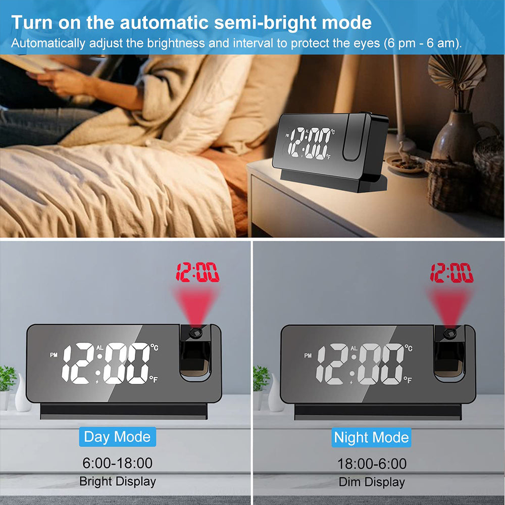 LED Digital Projection Alarm Clock Electronic Alarm Clock white ⏰